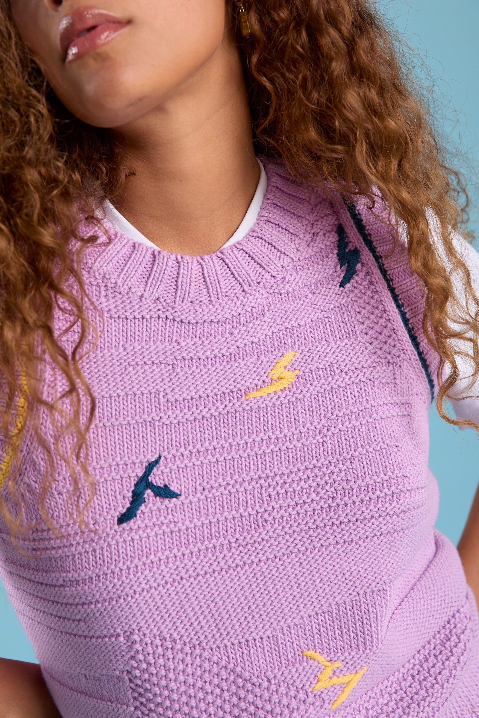 Visibly Mended - Textured Vest in Rescued Pima Cotton - Lavender