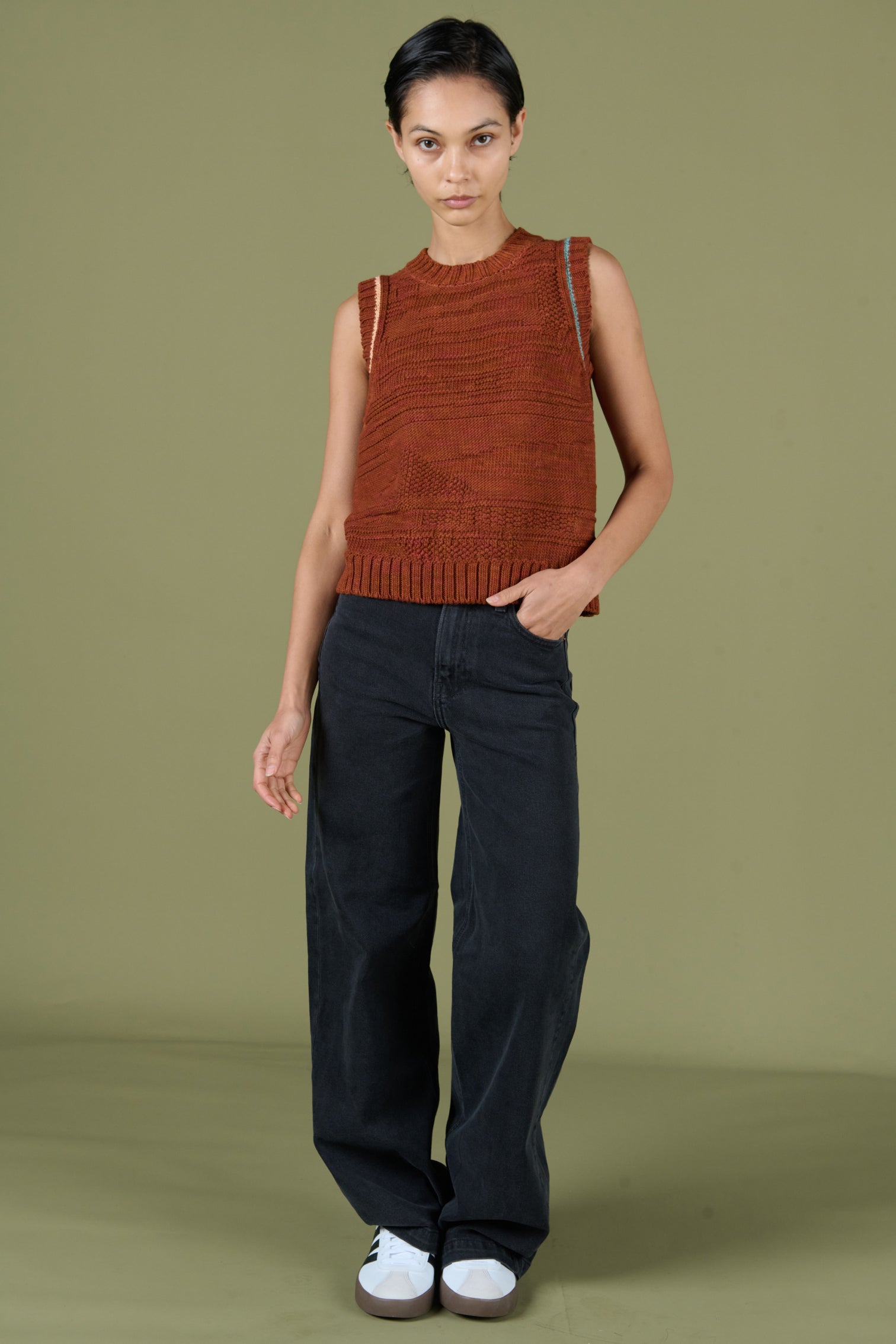 Textured Vest - Rust