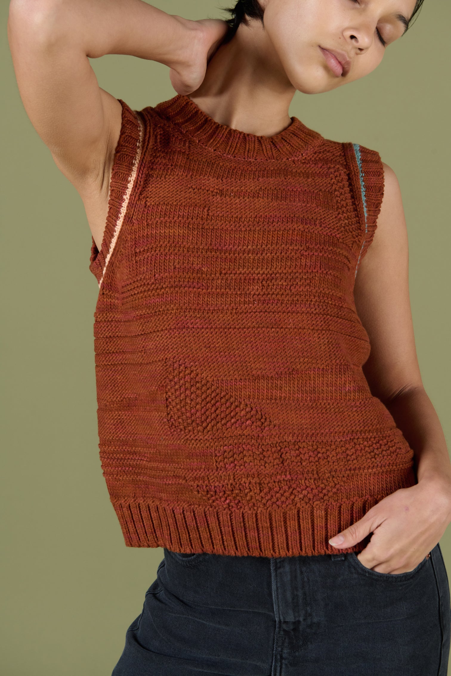 Textured Vest - Rust