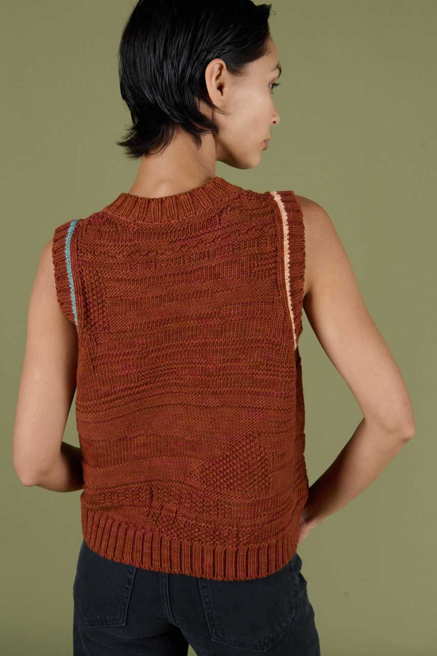Textured Vest - Rust