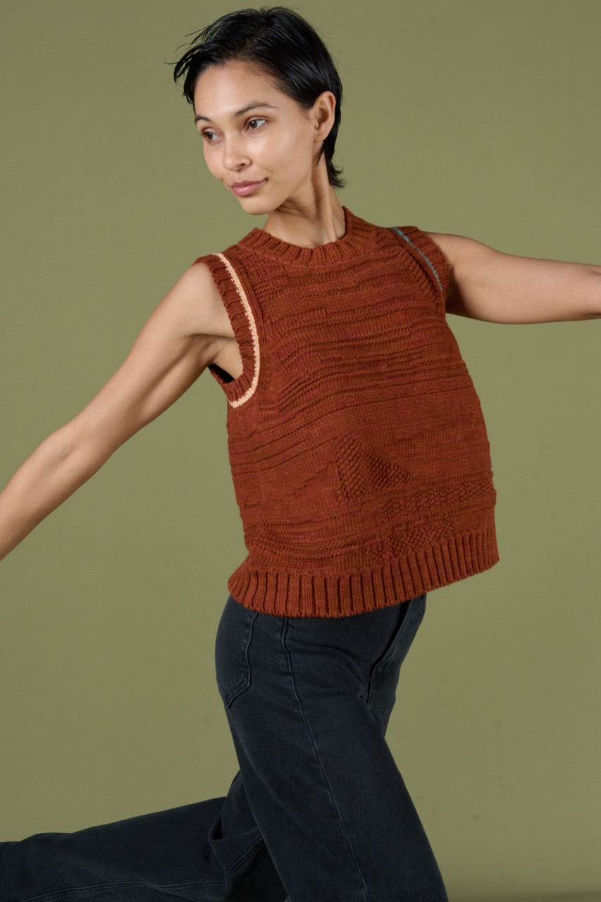 Textured Vest - Rust