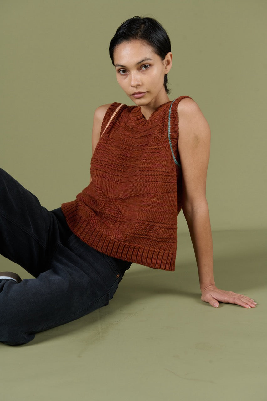 Textured Vest - Rust