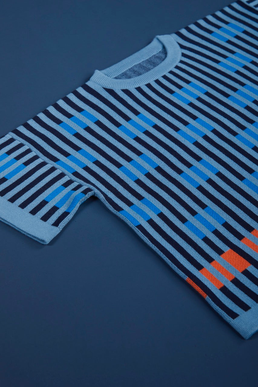 Bauhaus Short Sleeve Sweater Tee - Neptune
