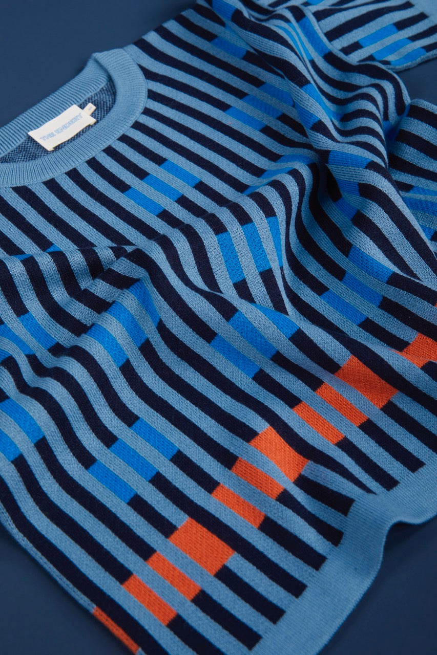 Bauhaus Short Sleeve Sweater Tee - Neptune