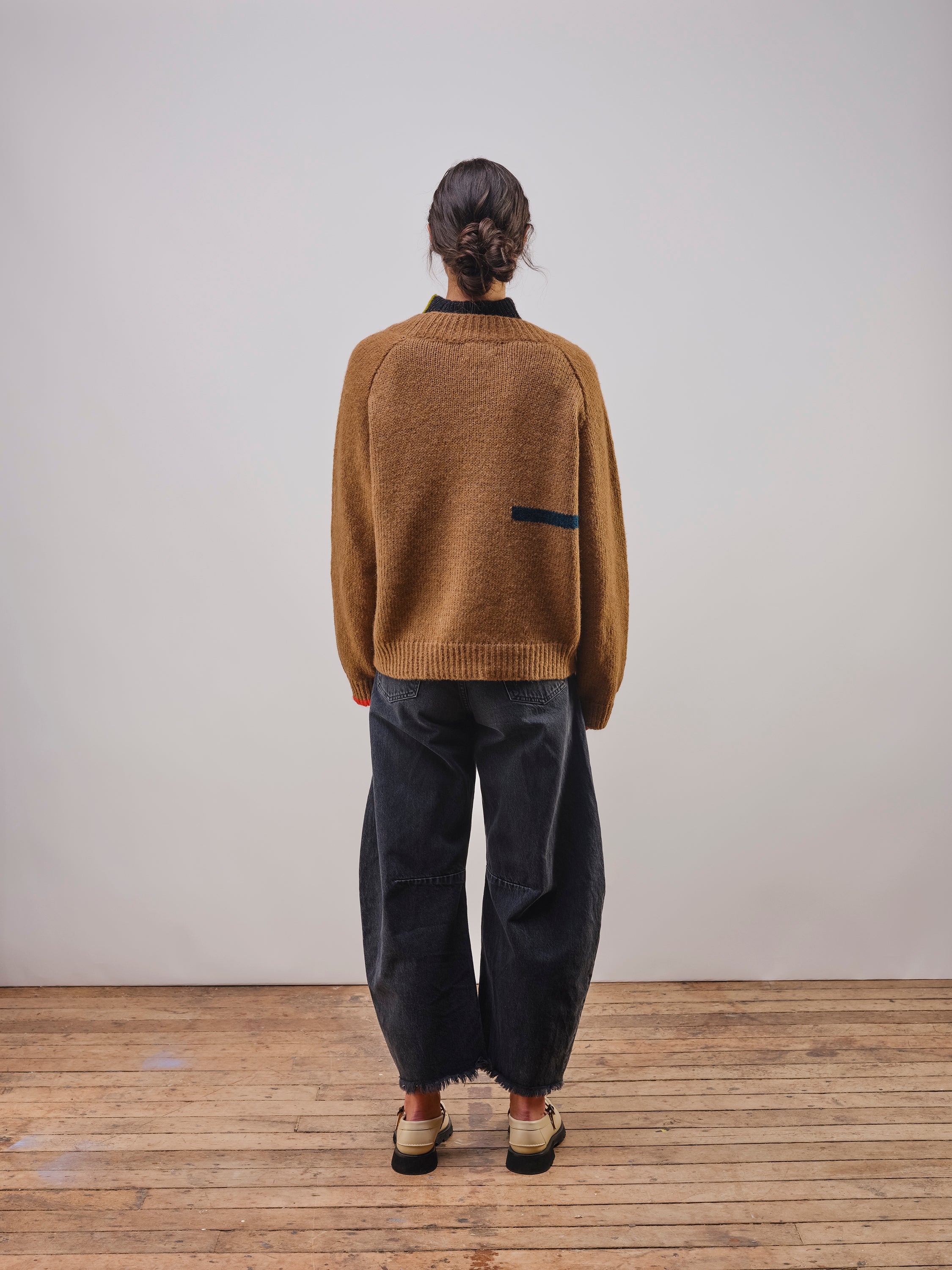 Riley Stripe Boxy Cardigan - Caramel