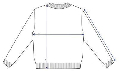 Vera Fairisle Sweater measurement diagram — chest width, body length and sleeve