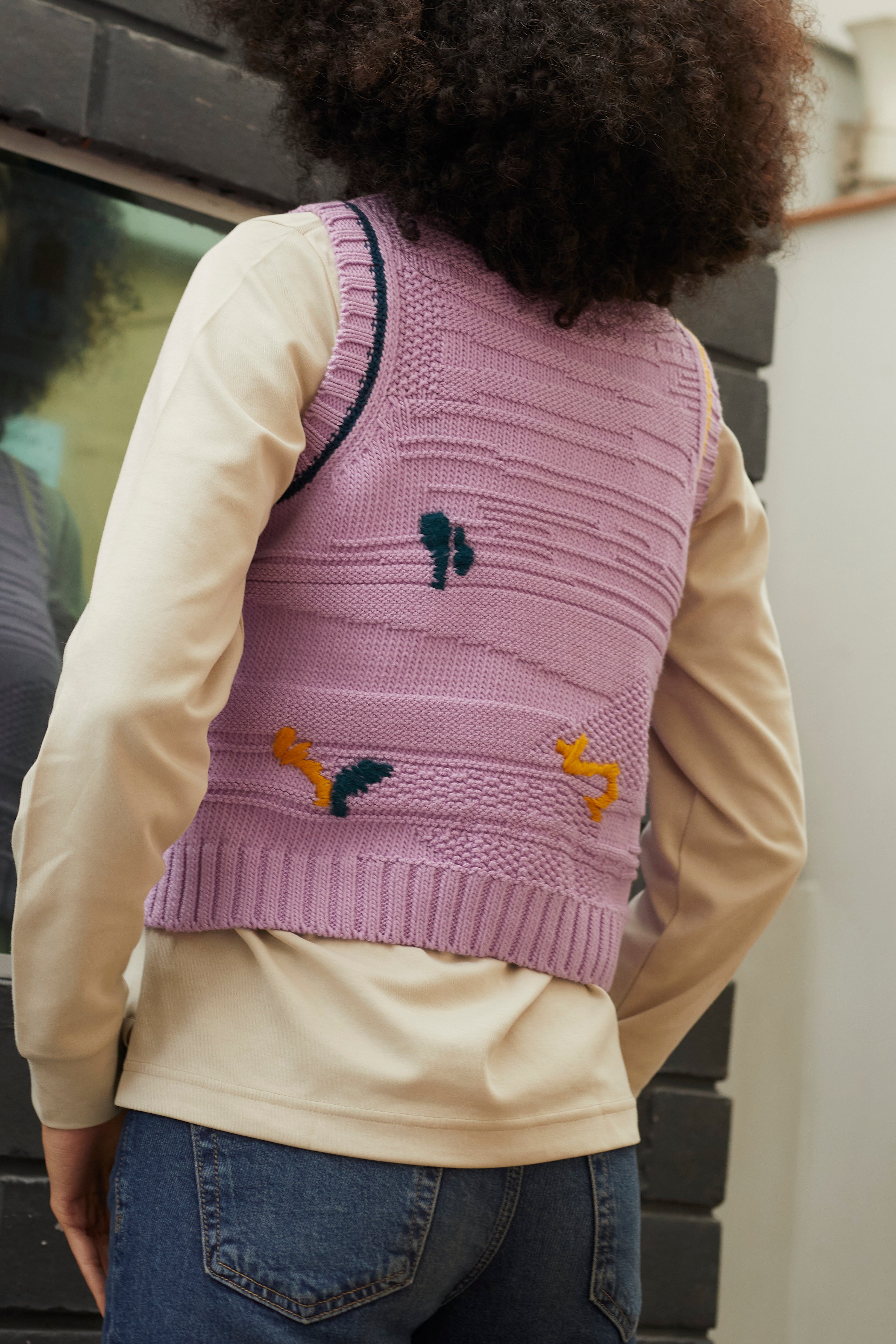 Visibly Mended - Textured Vest in Rescued Pima Cotton - Lavender
