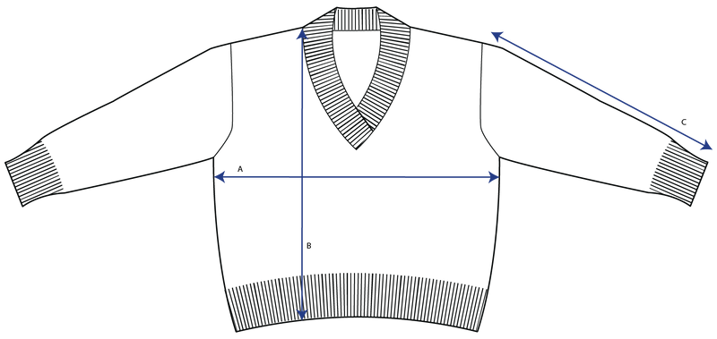 Chevron V-Neck Sweater measurement diagram