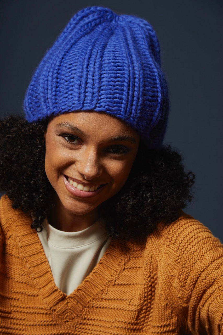 Riley Chunky Beanie - Cobalt
