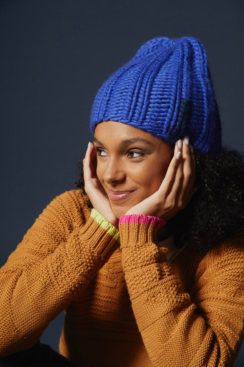 Riley Chunky Beanie - Cobalt