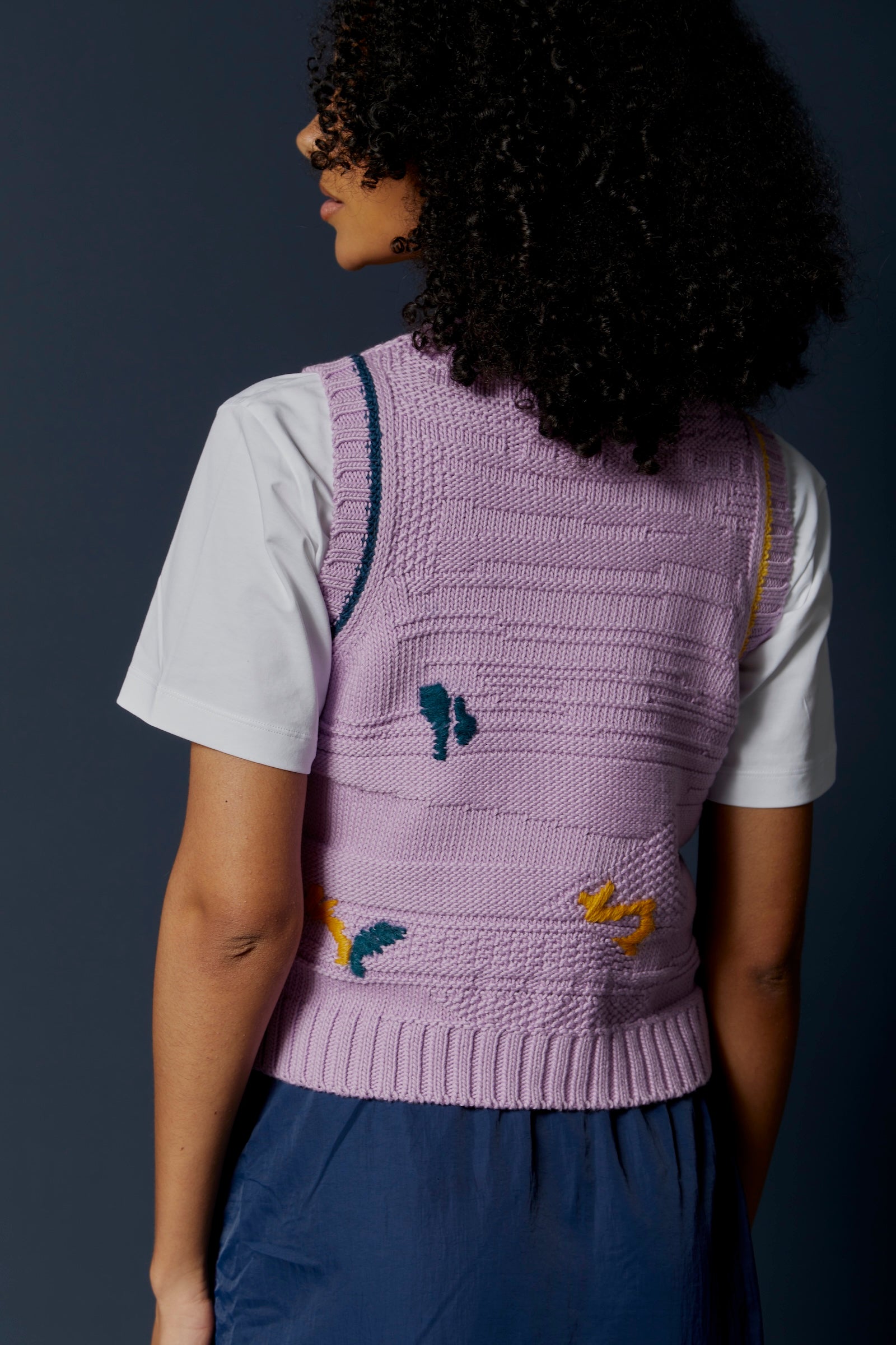 Visibly Mended - Textured Vest in Rescued Pima Cotton - Lavender