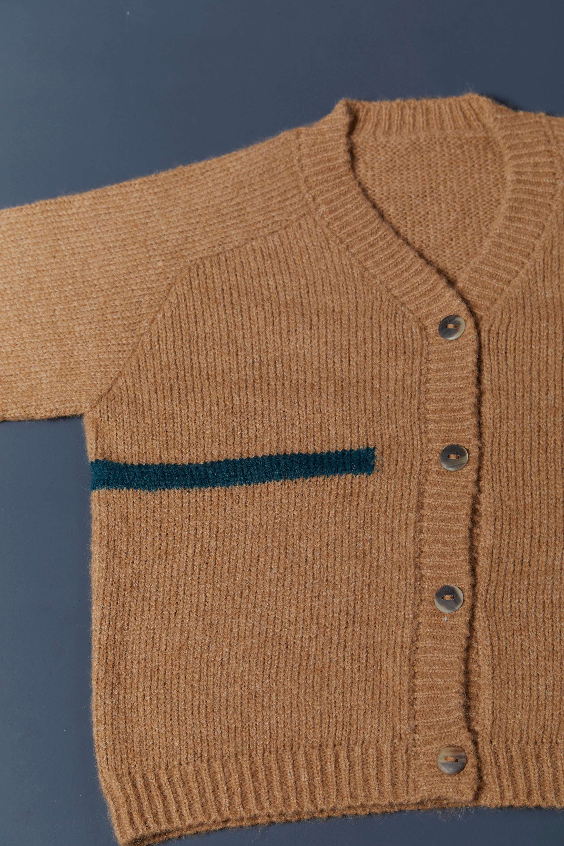 Riley Stripe Boxy Cardigan - Caramel
