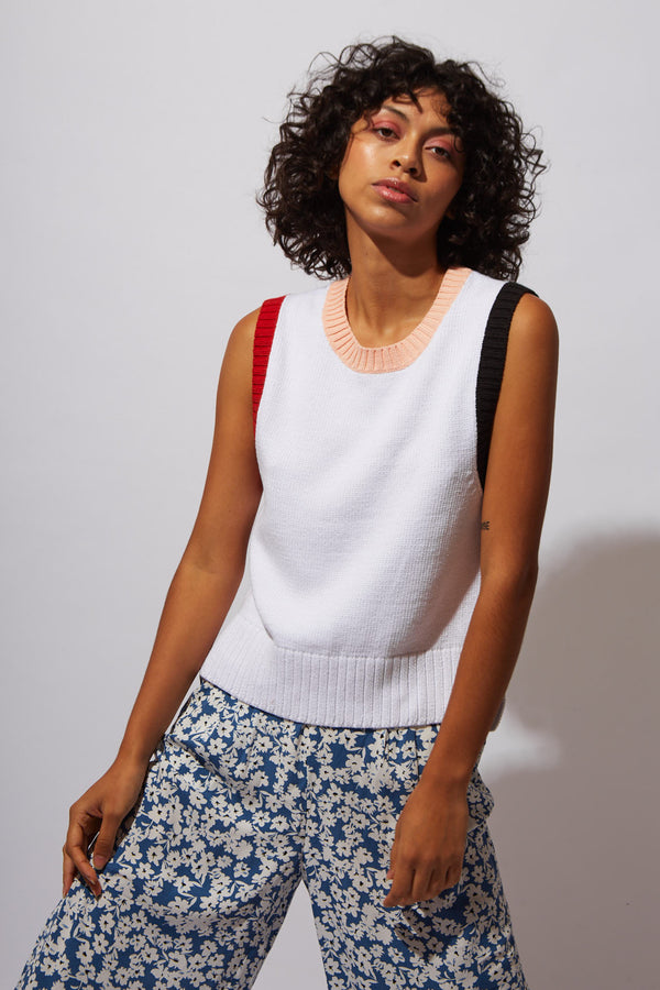 Cotton Remainder Knitted Vest | Pure