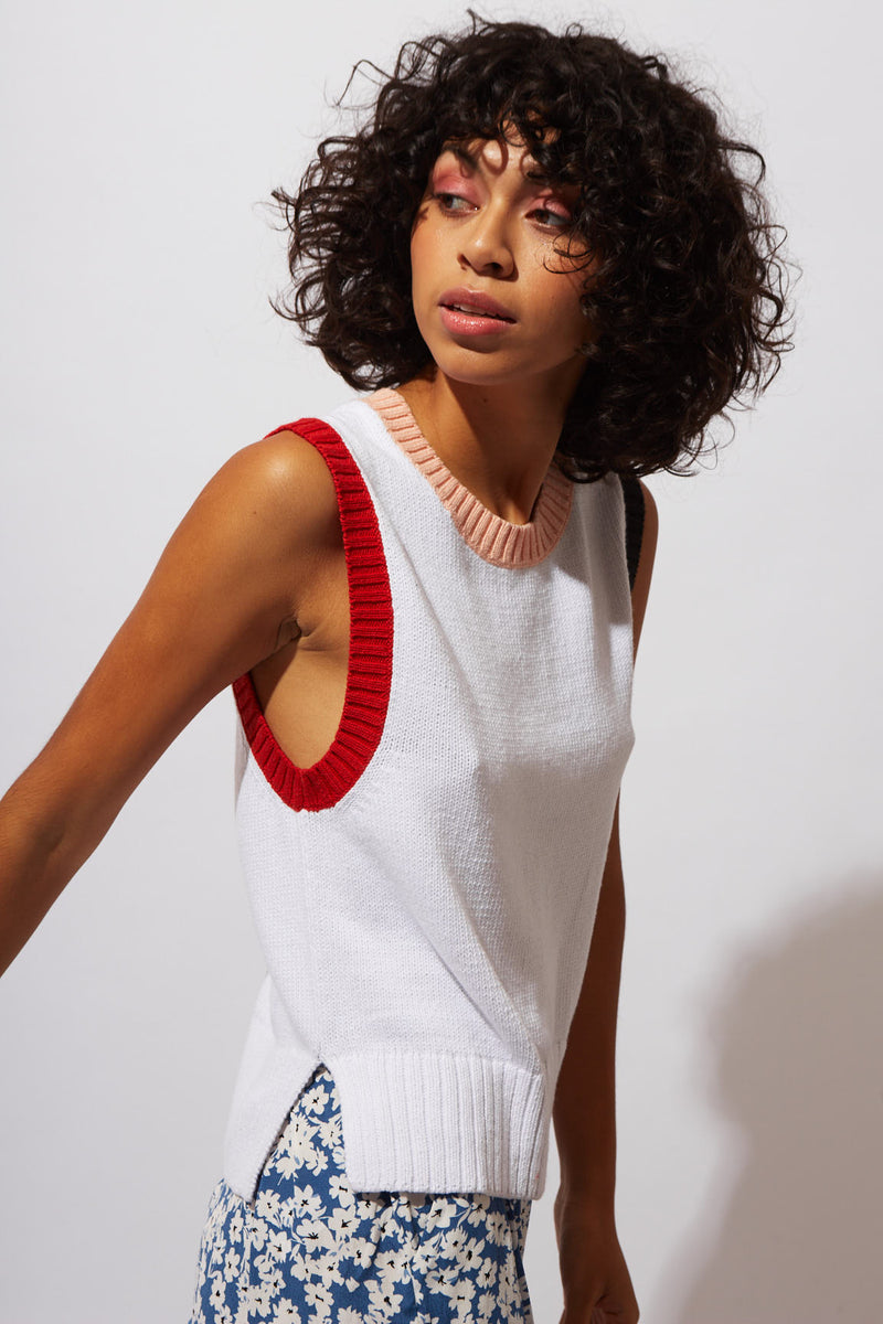 Cotton Remainder Knitted Vest | Pure