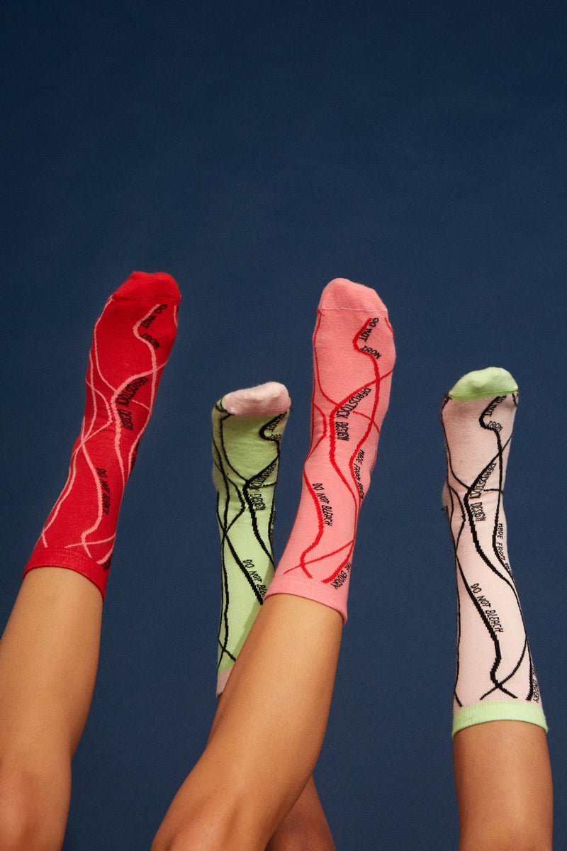 The Endery Wear & Care Deadstock Socks | Mint + Pink
