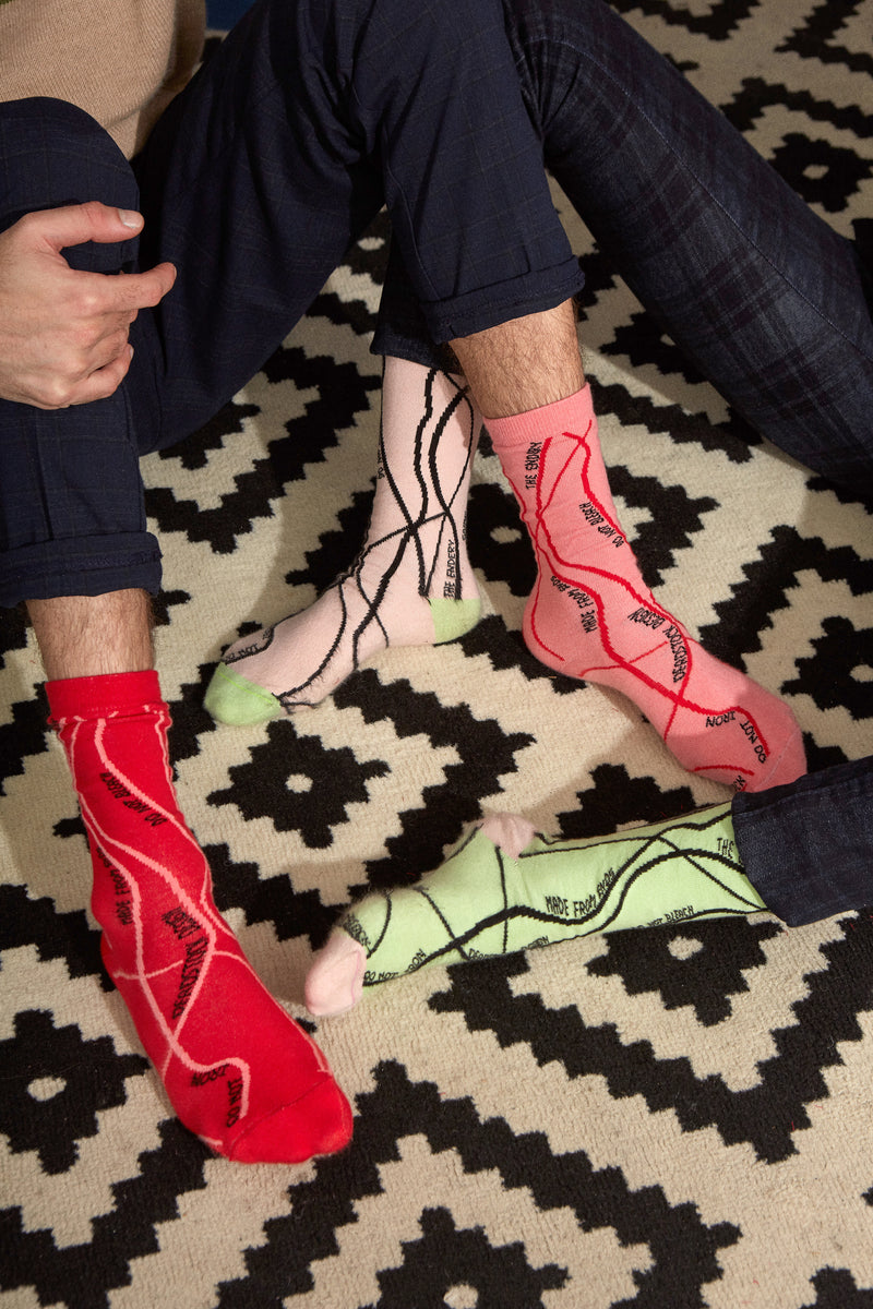 The Endery Wear & Care Deadstock Socks | Mint + Pink